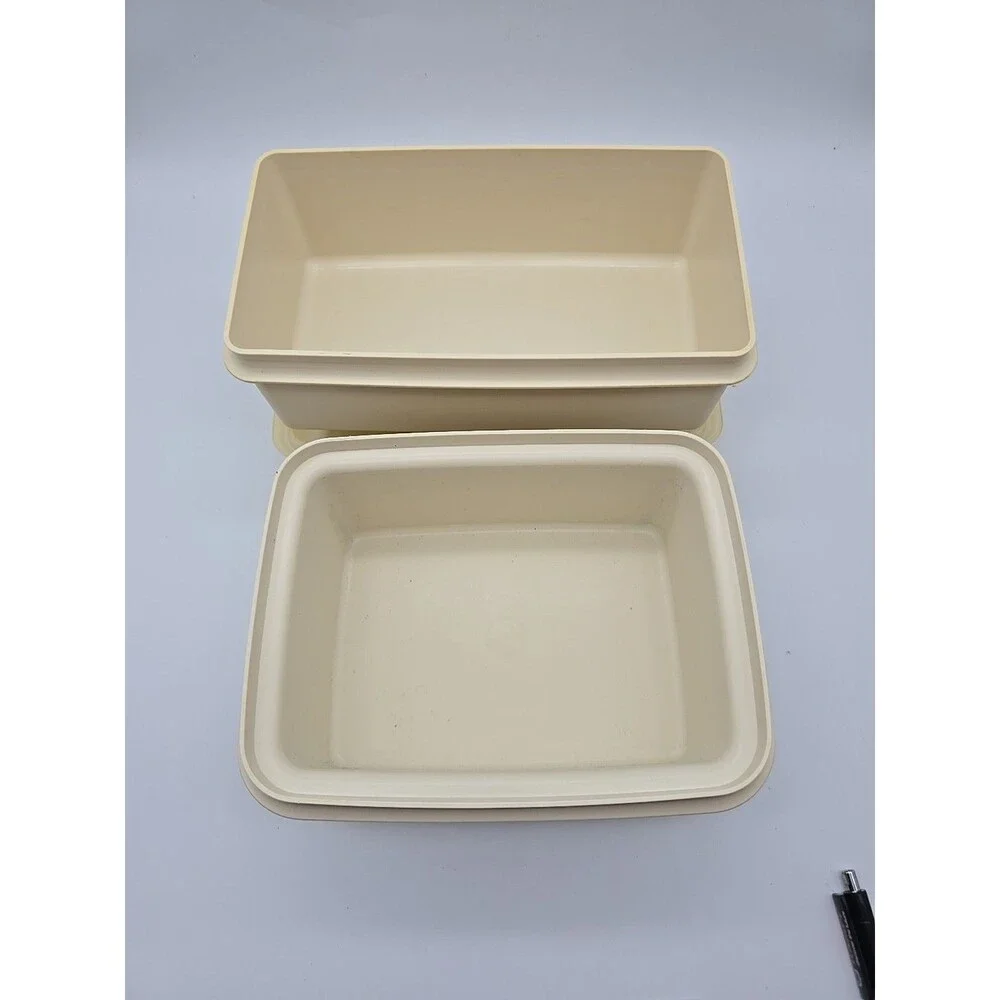 Vintage Beige Tupperware Loaf & Freeze & Save Containers